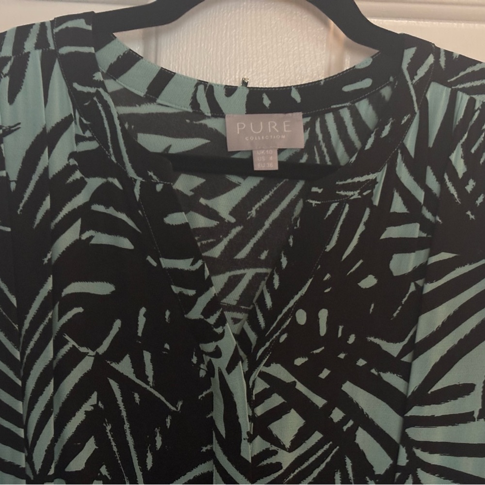 Pure Collection Black & Mint Palm-Print dress
